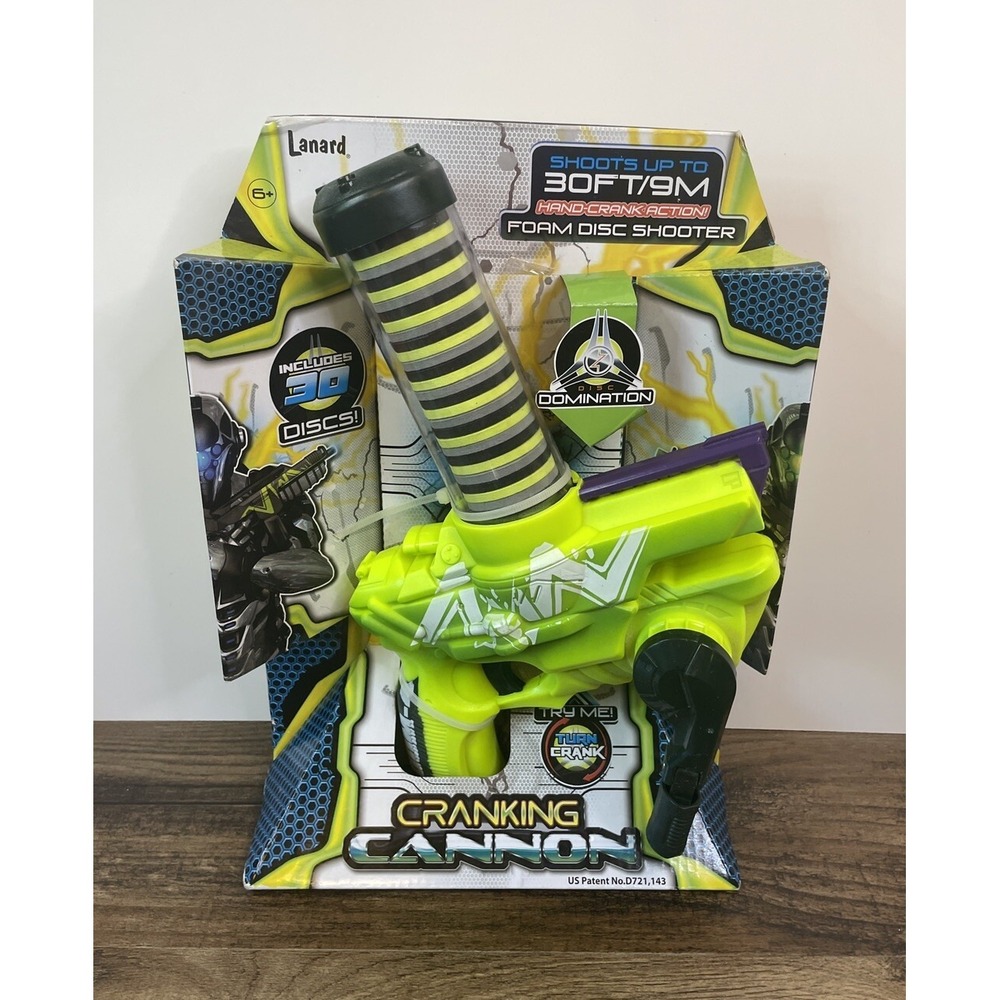 Lanard Cranking Cannon High Velocity Disc Shooter Toy Gun Blaster Green 2015